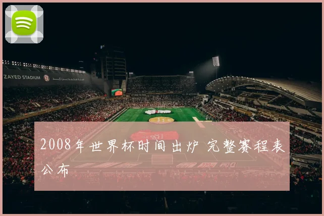 2008年世界杯时间出炉 完整赛程表公布